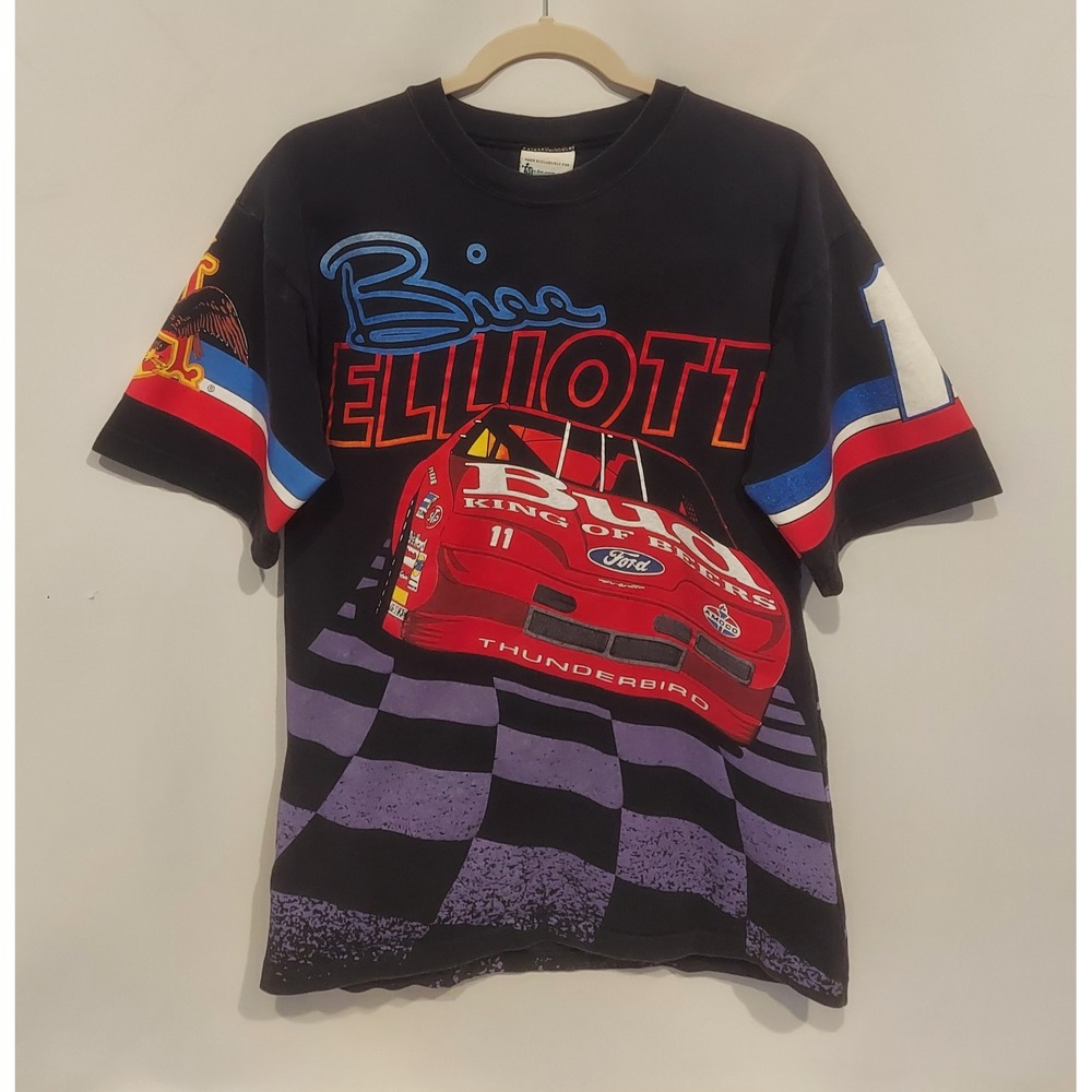 Vintage NASCAR Bill Elliott Budweiser Most Popular Driver AOP Shirt Size Medium